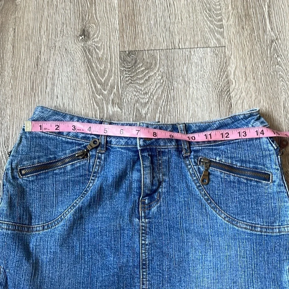 Vintage Y2K  boom boom Denim Mini Skirt with Zipper Accents size medium